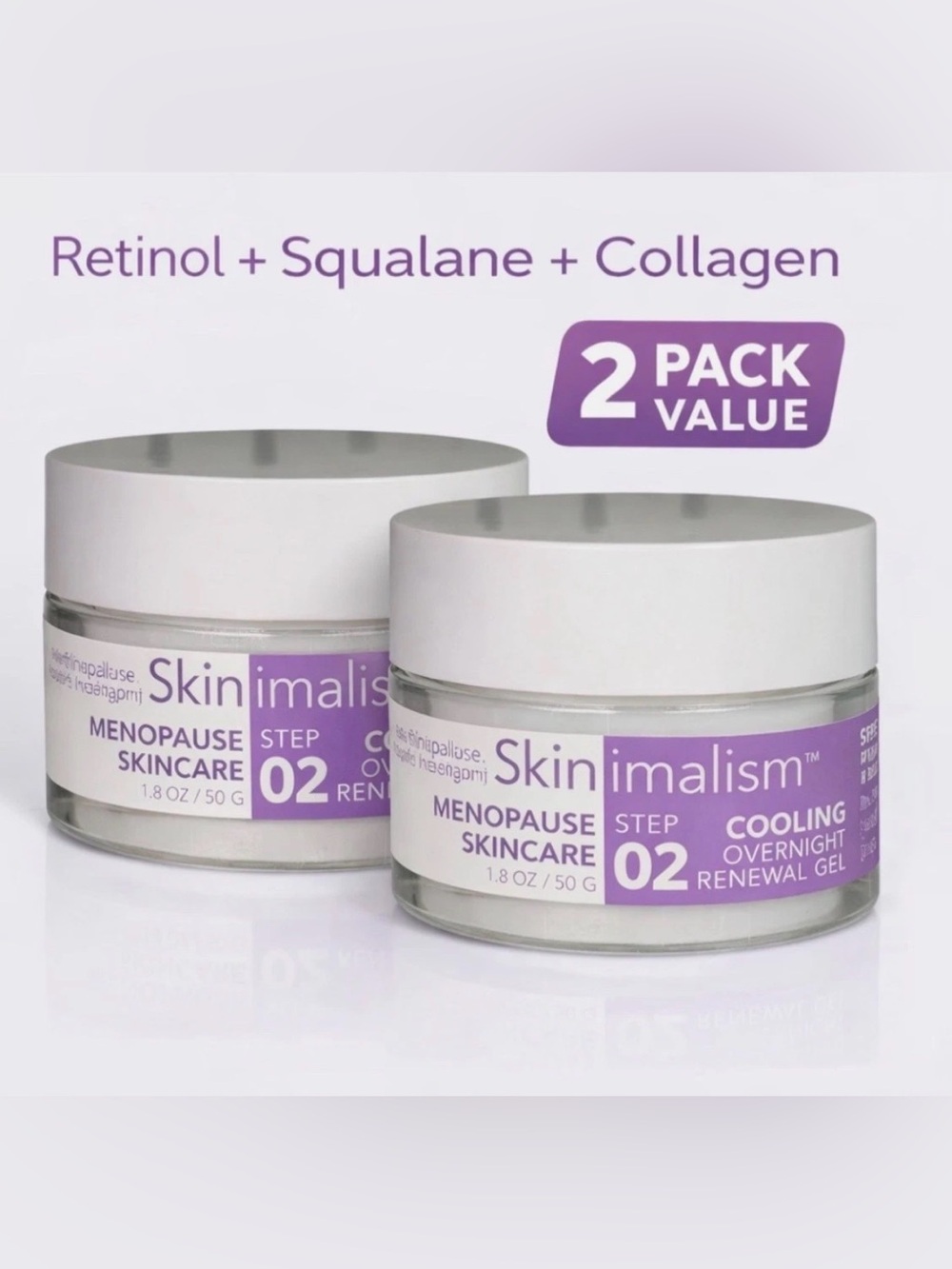Skinimalism Menopause Night Gel Retinol Squalane Collagen 1.8oz 2 Pack
